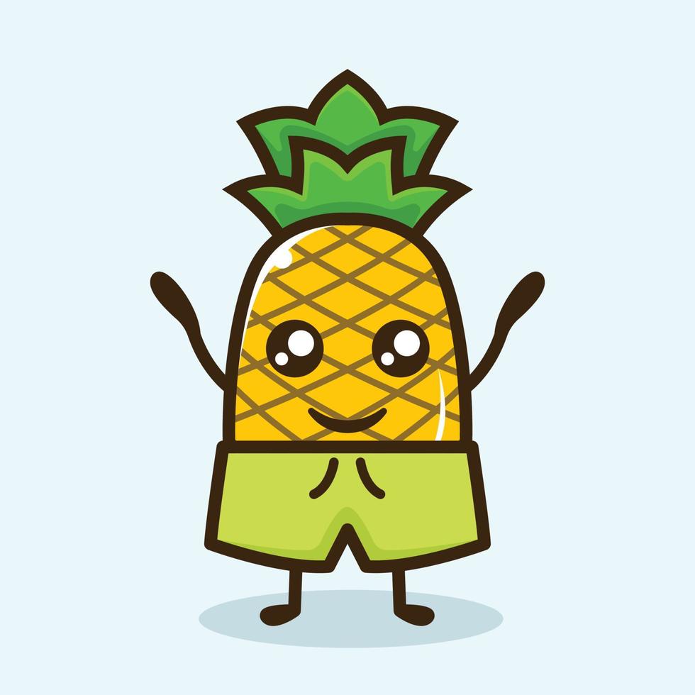 diseño lindo de la mascota de la piña vector