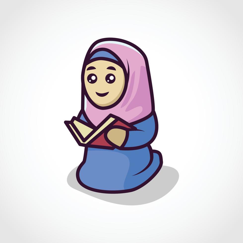 Cute muslim character mascot design vector