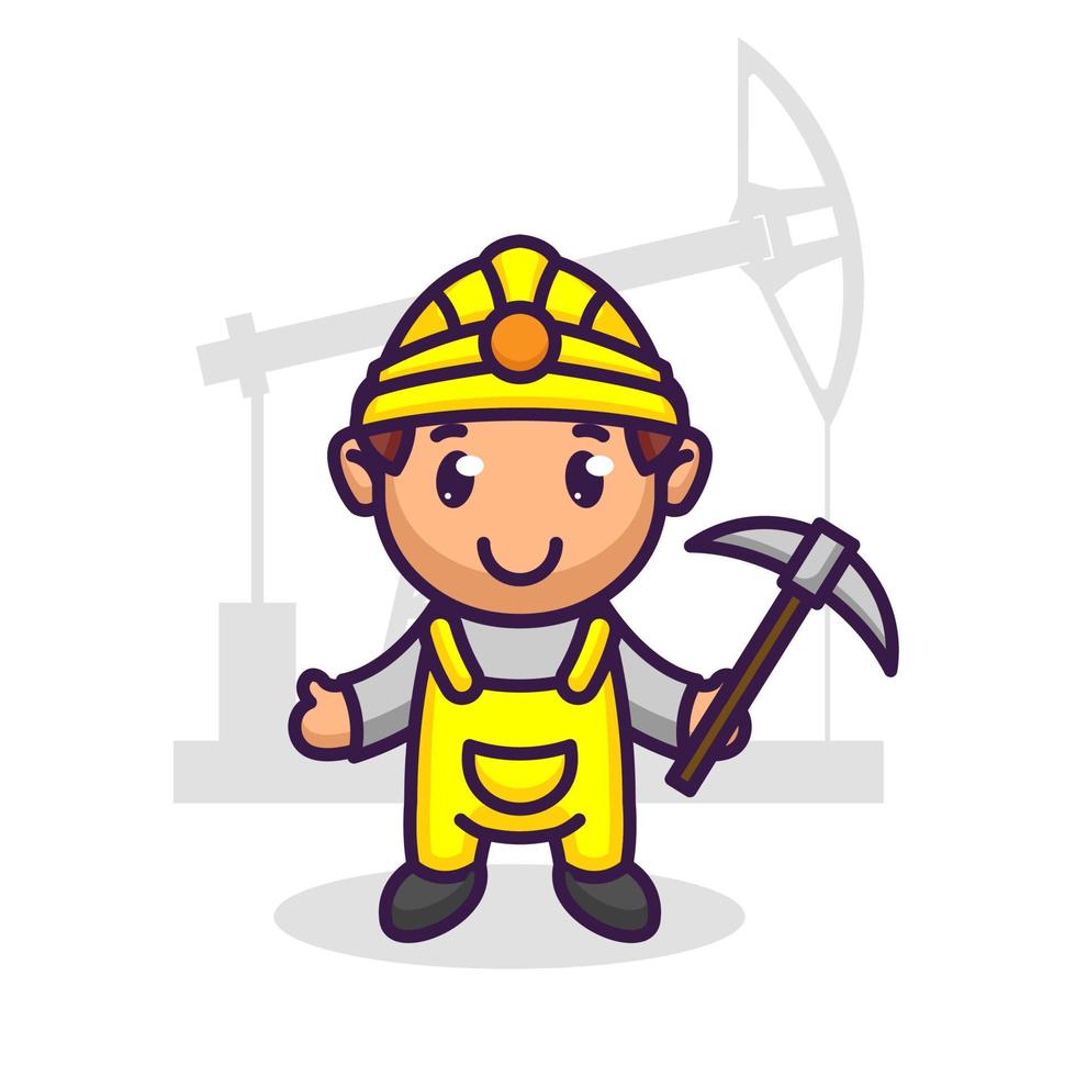Cute miner kid mascot vector