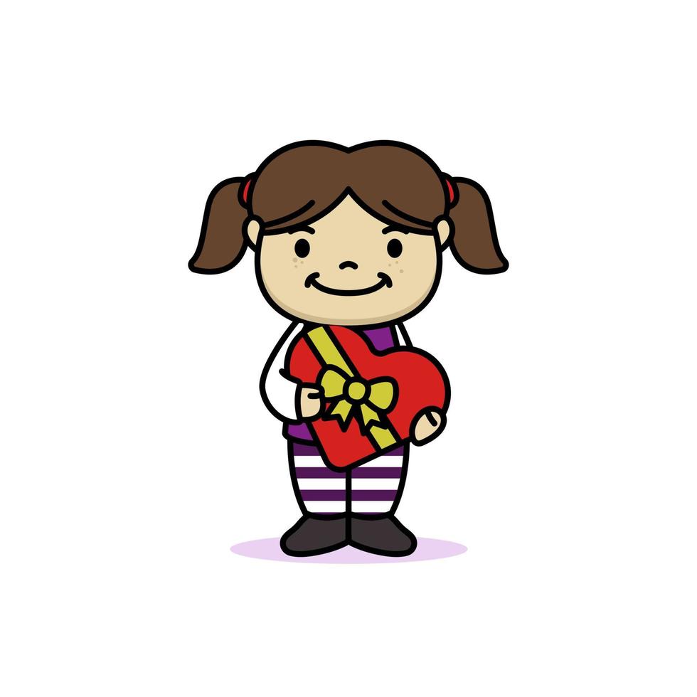 Cute kid valentine vector