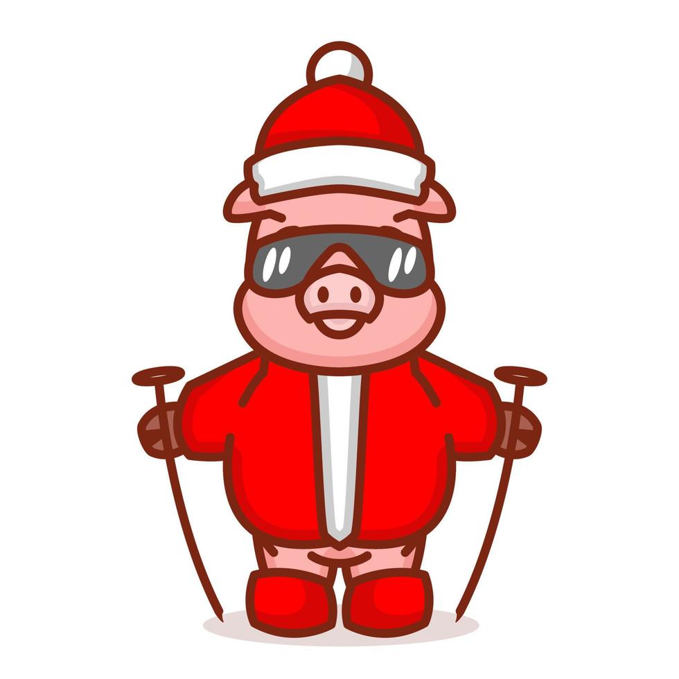 Cute christmas pig vector