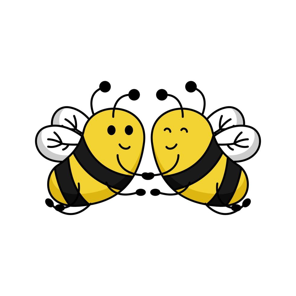 cute bee valentine vector