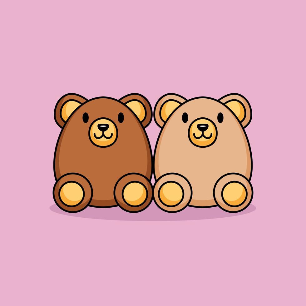 cute couple bear vector