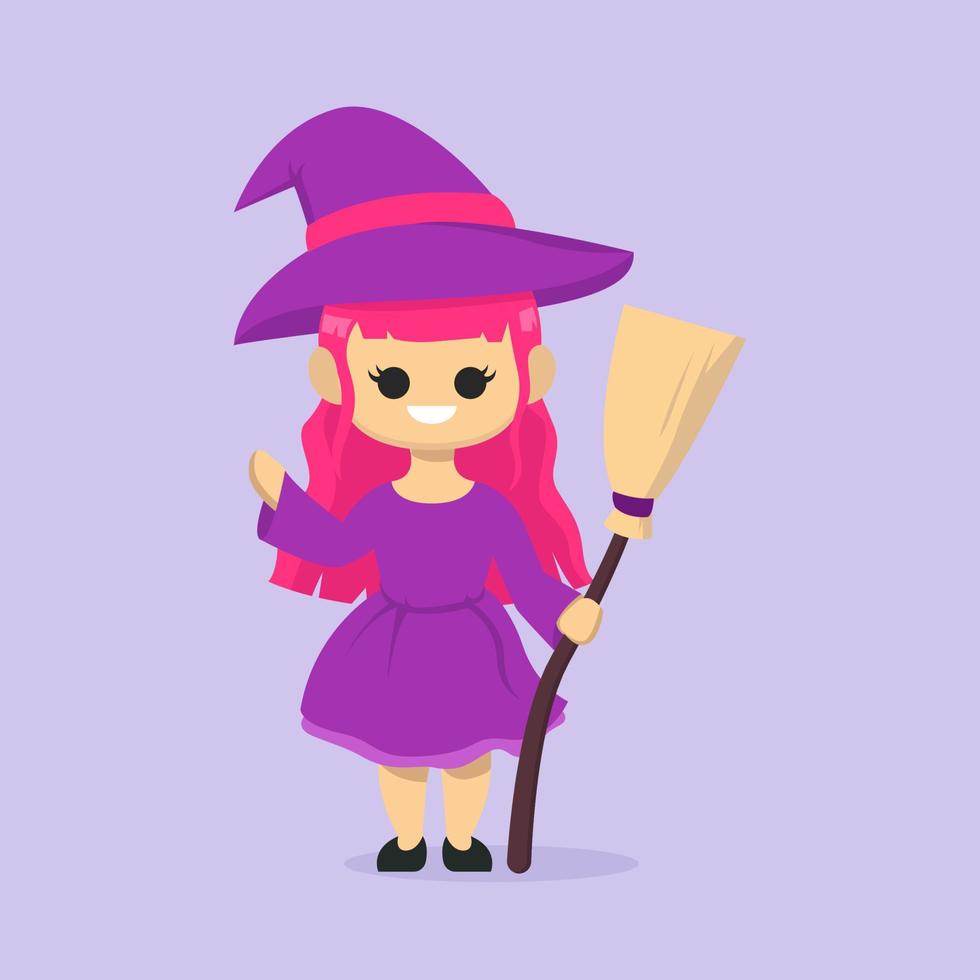 Cute witch mascot vector
