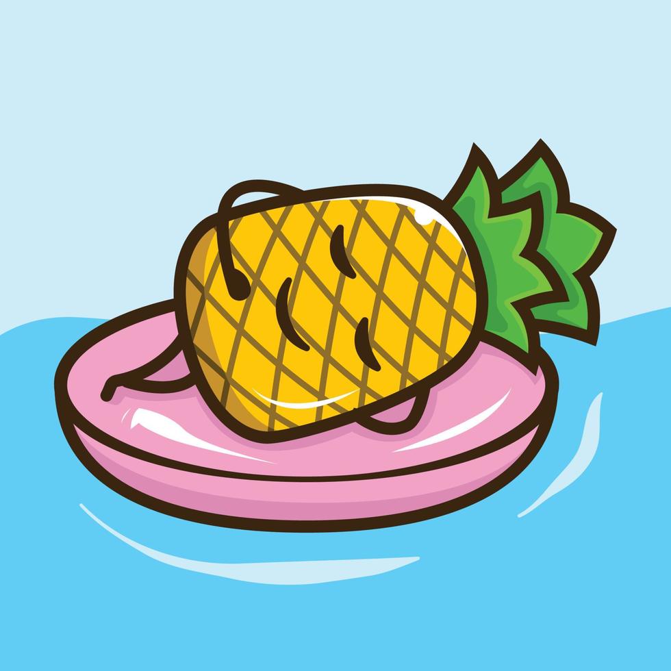 Pineapple cute mascot design vector