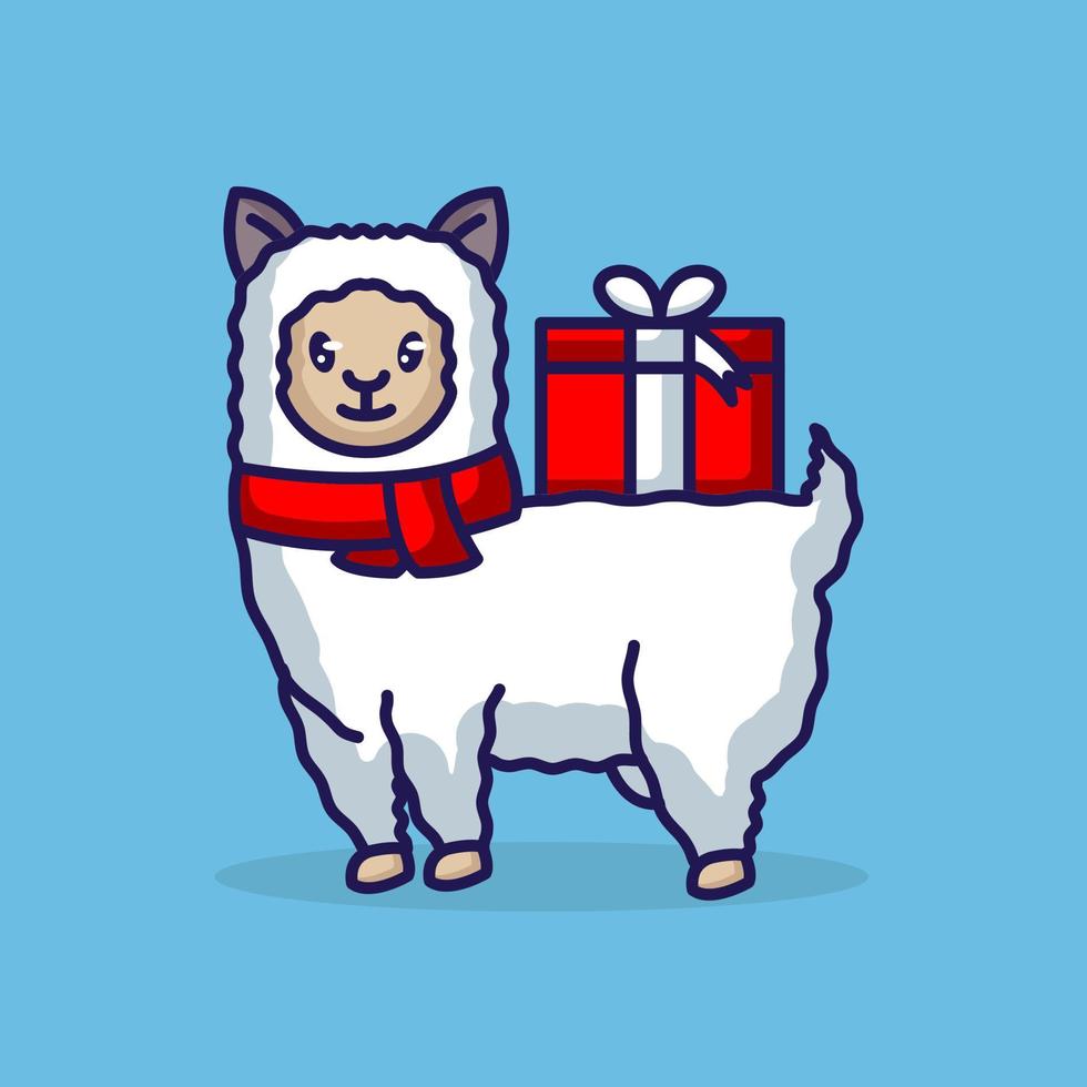 Cute christmas llama vector