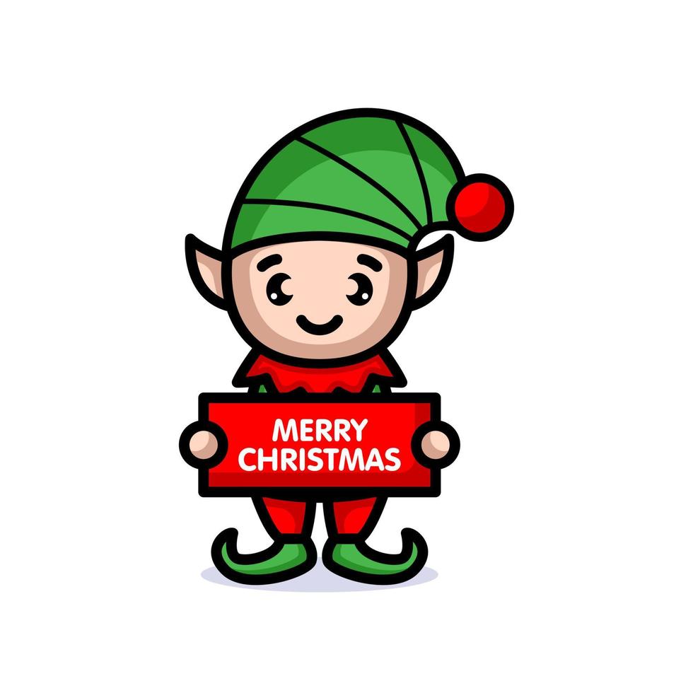 Cute elves Christmas mascot vector