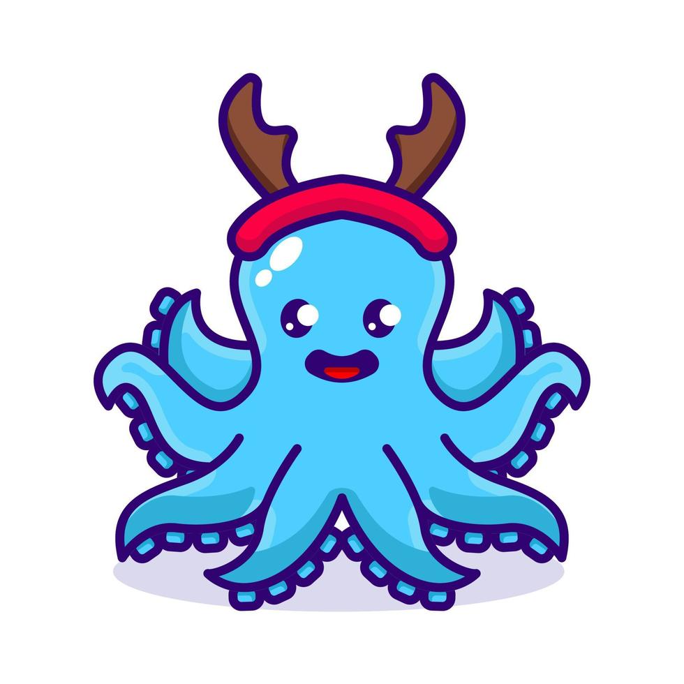 christmas octopus mascot vector