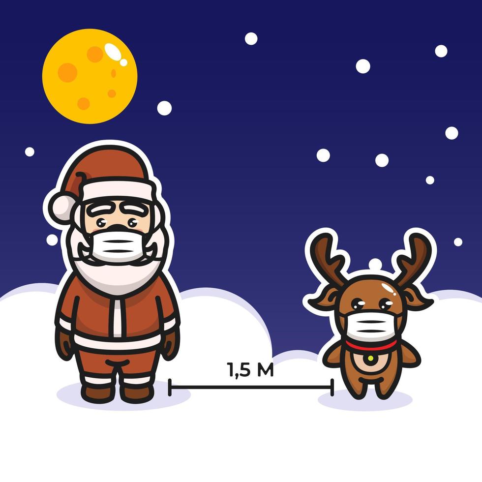 Santa and Reindeer mascot vector