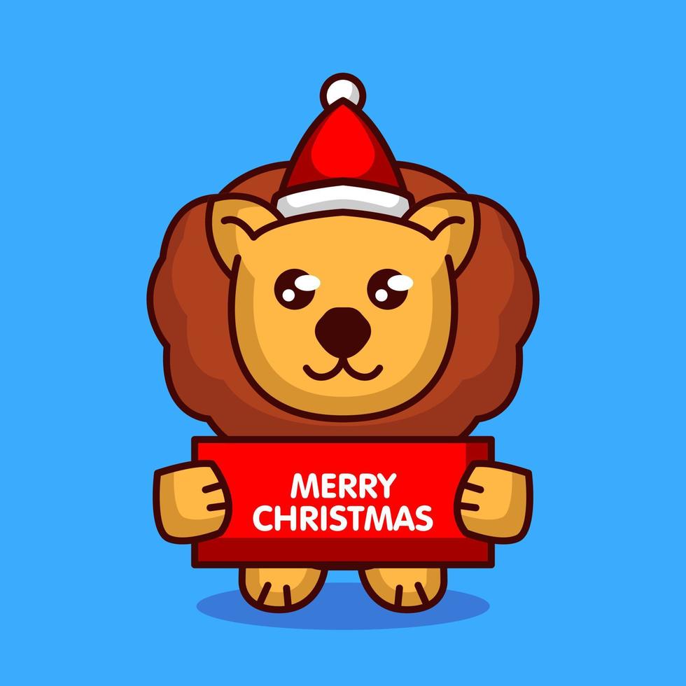 lindo león navidad vector