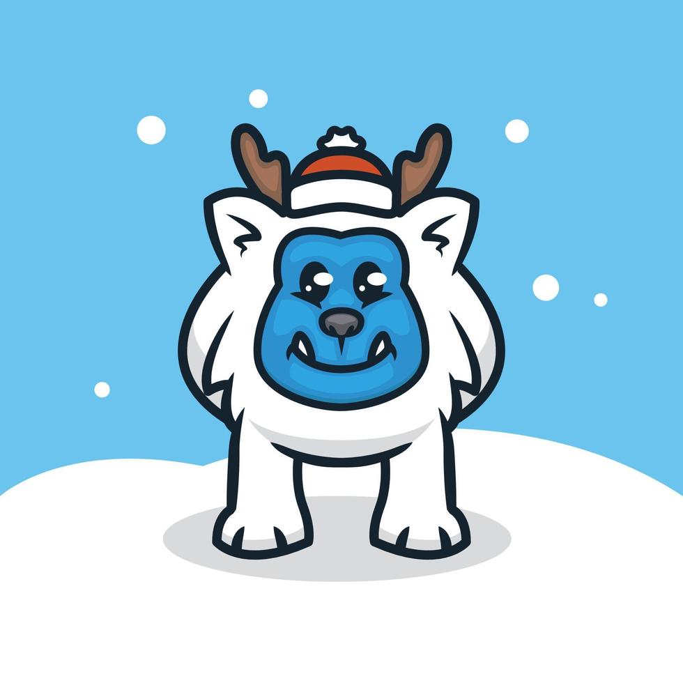 Cute yeti christmas vector