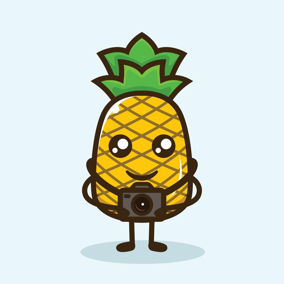 diseño lindo de la mascota de la piña vector