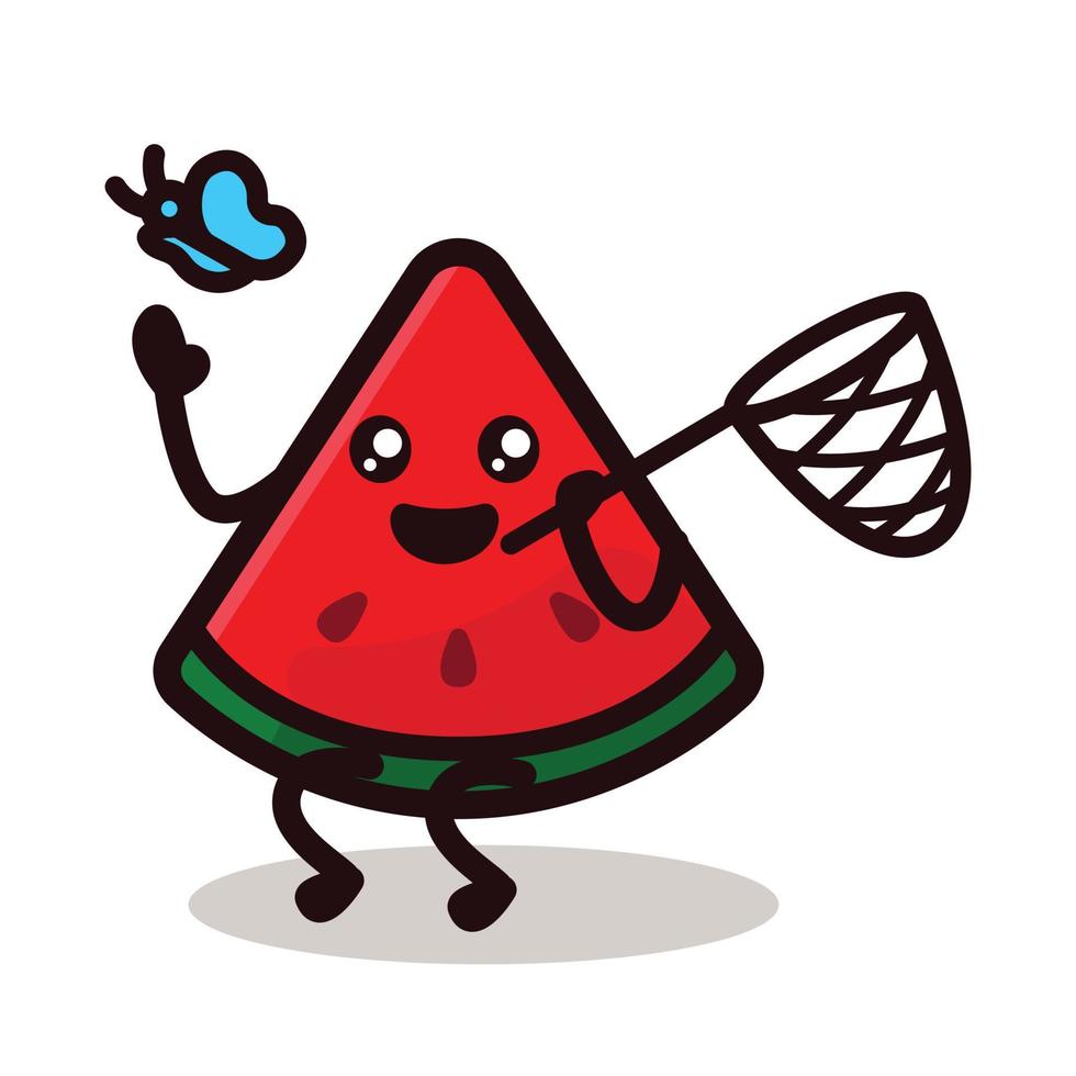 Watermelon cute mascot design vector