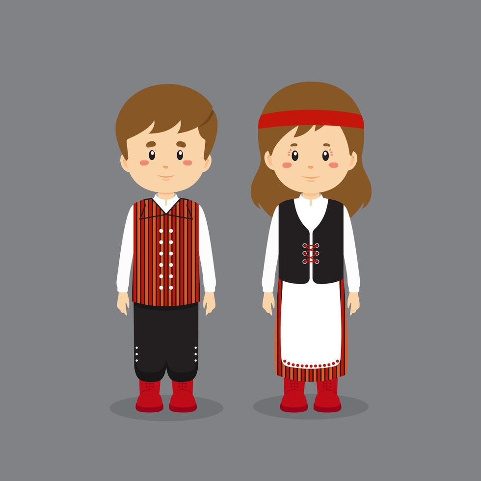 personaje de pareja con traje nacional de finlandia vector