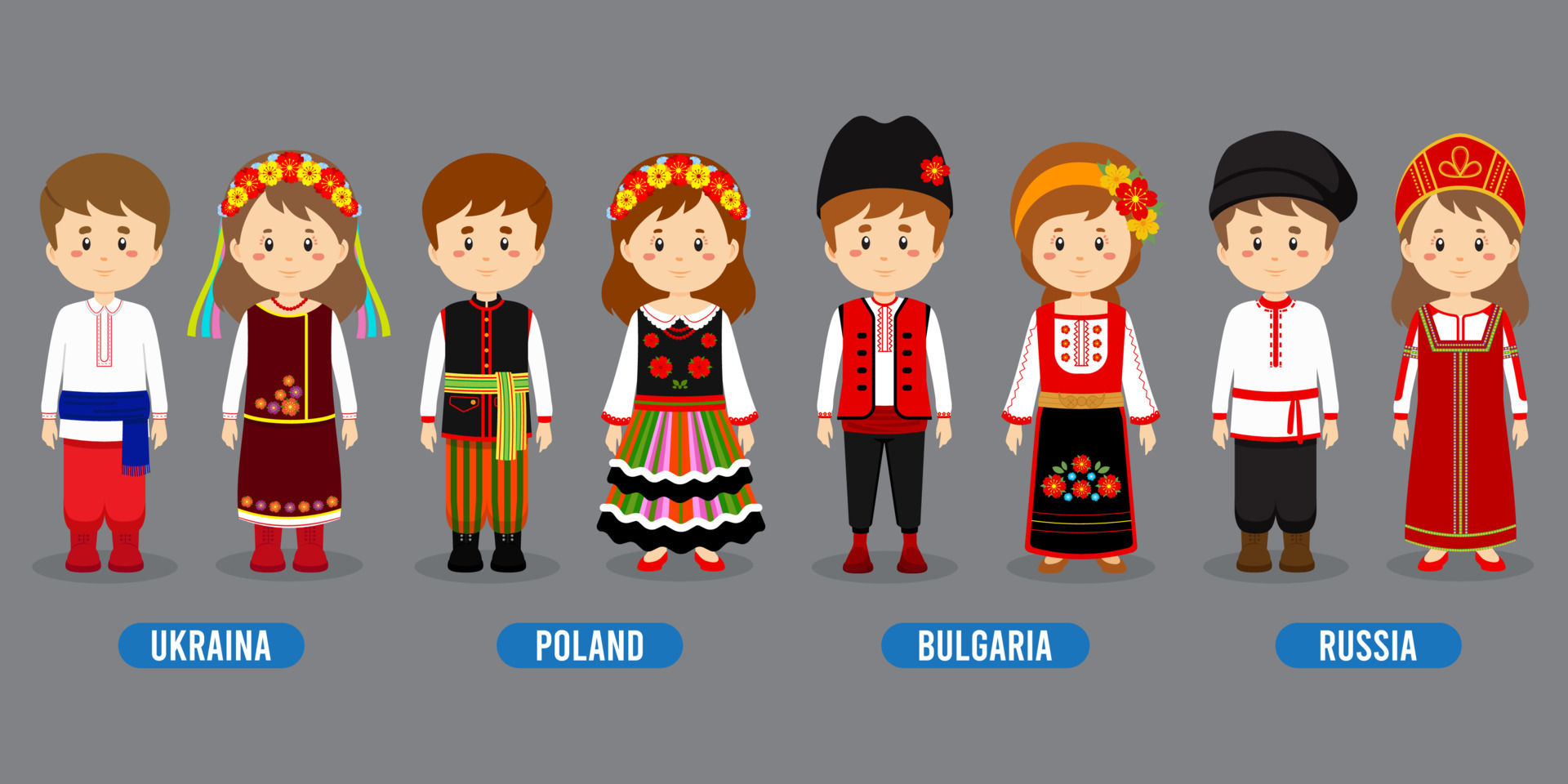 Stock Vector Kids in Different Traditional Costumes 4649492 Vector Art ...