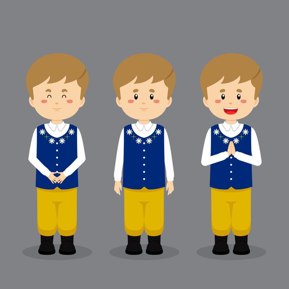 Sweden Character with Various Expression vector