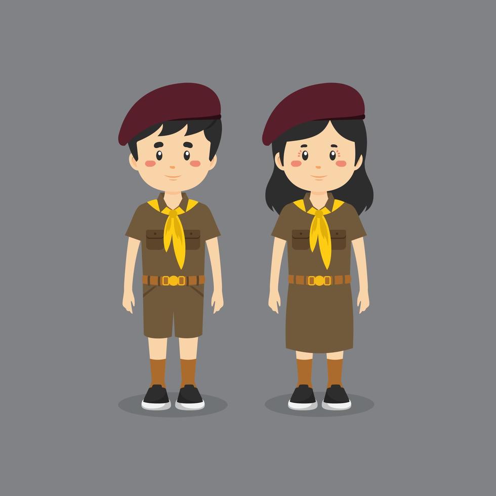 Cute Character Wearing Indonesian Thai School Uniform vector