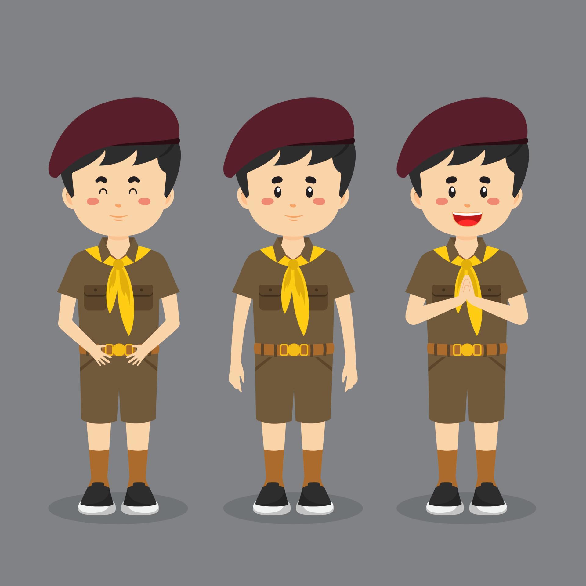 Thai Character Wearing School Uniform with Expression 4649503 Vector ...