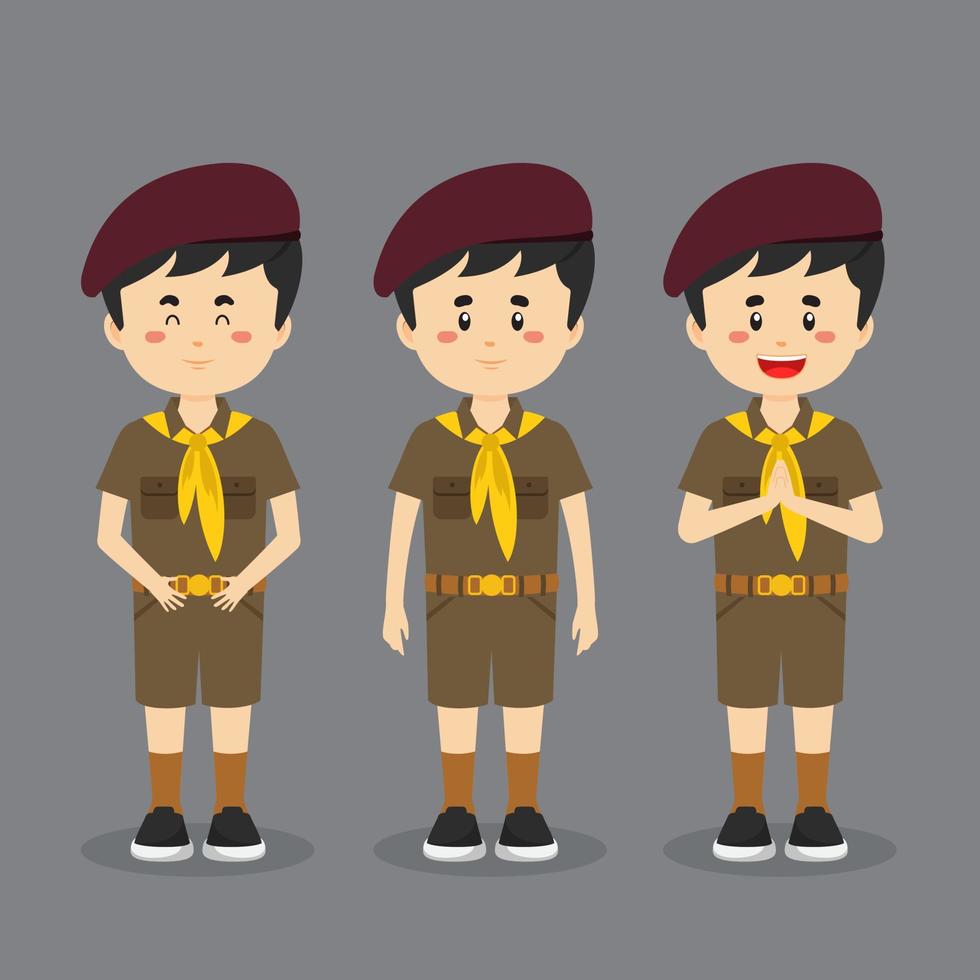 Thai Character Wearing School Uniform with Expression vector