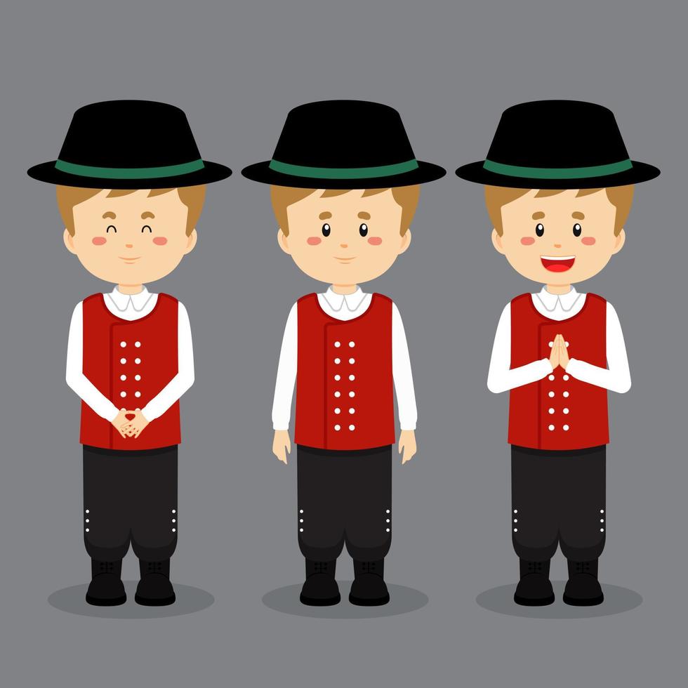 Norway Character with Various Expression vector