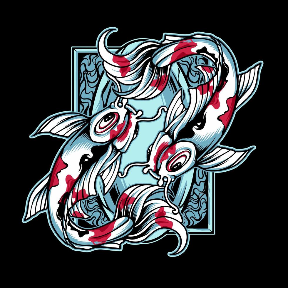 Koi Fish Yin Yang With Ornament vector