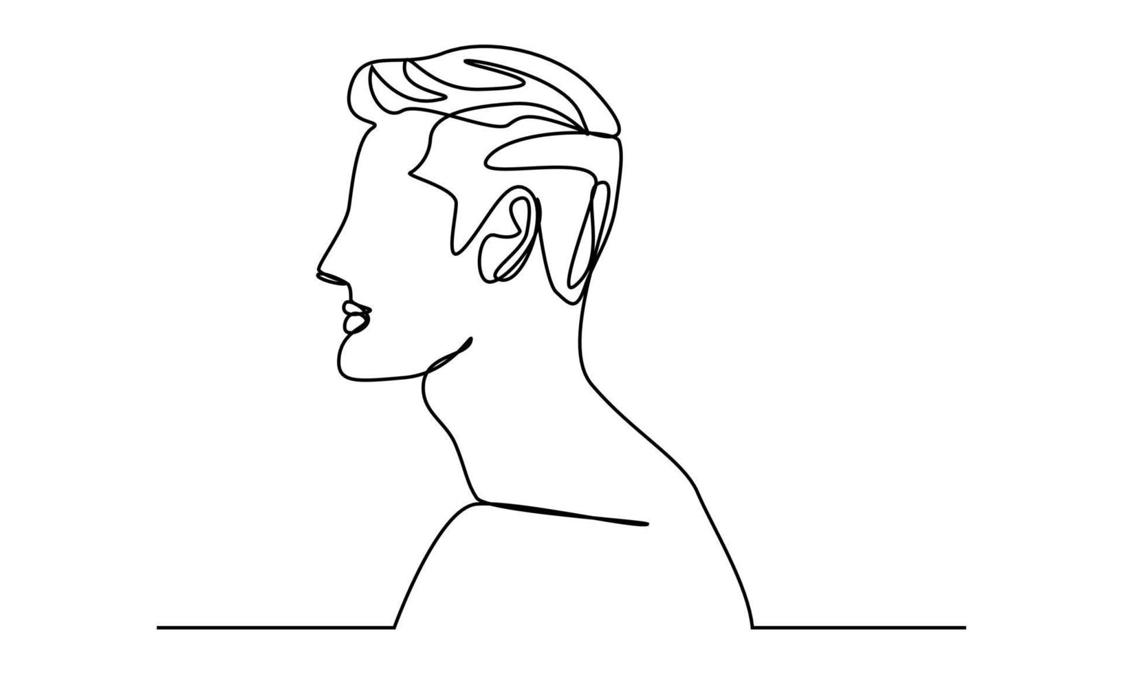Continuous lines. Hairstyle. Modern men's style. vector