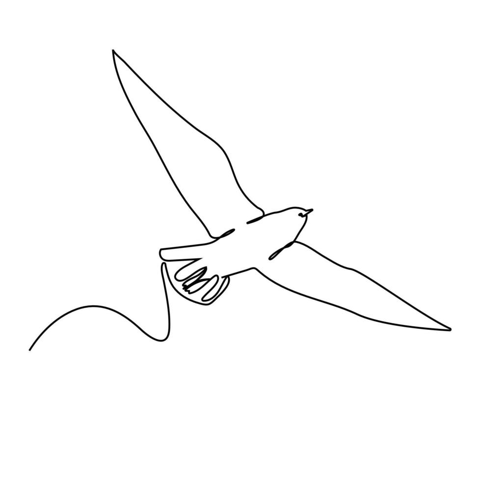 línea continua volando gaviota estilo simple vector