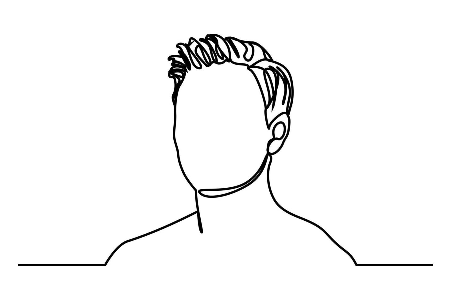 continuous line modern hair style men vector