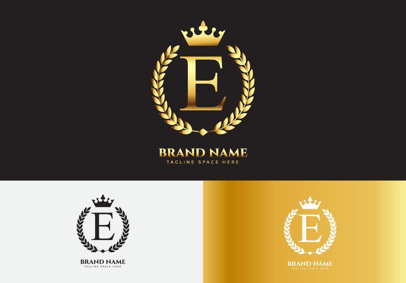 Letter E gold luxury crown logo concept vector