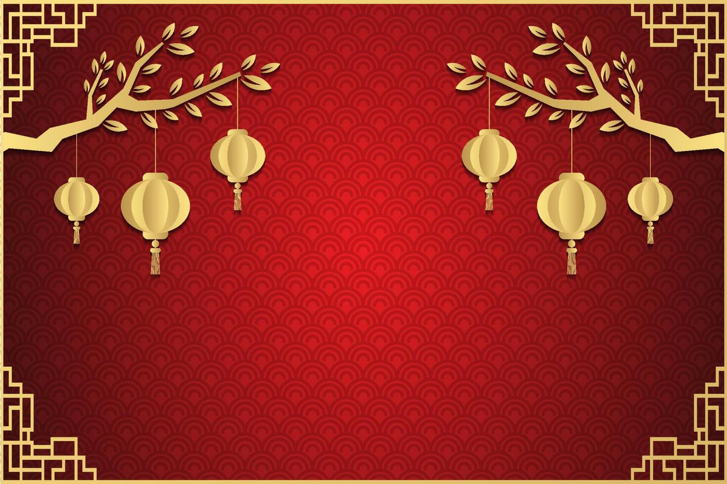 luxury chinese lantern background template vector