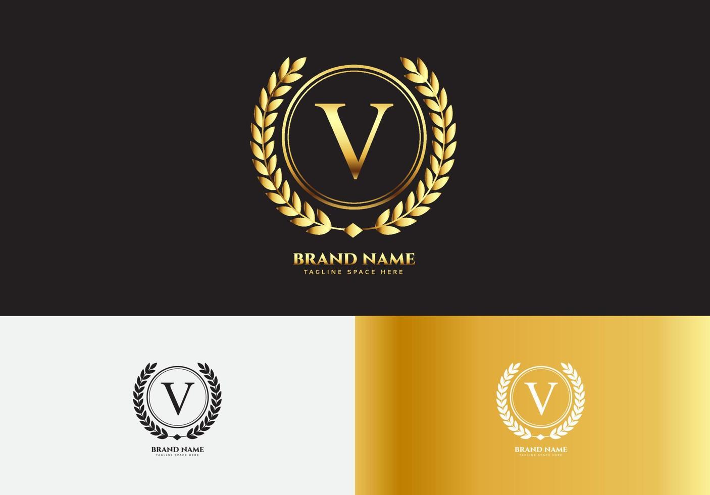 concepto de logotipo de lujo de oro letra v vector