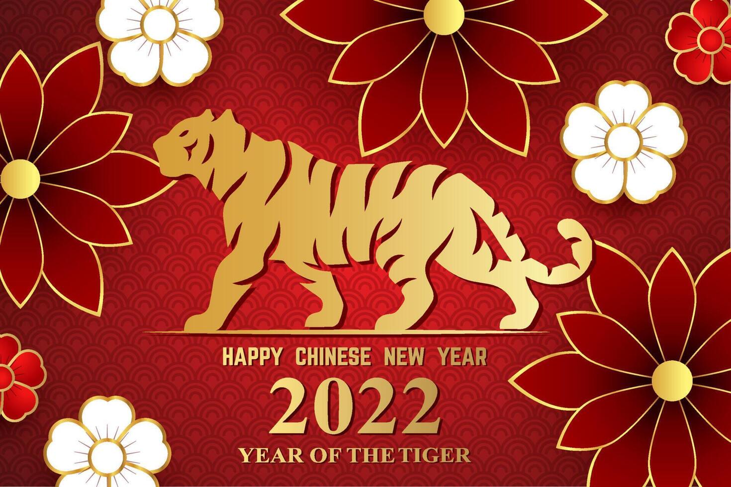 chinese new year 2022. the year of the tiger vector