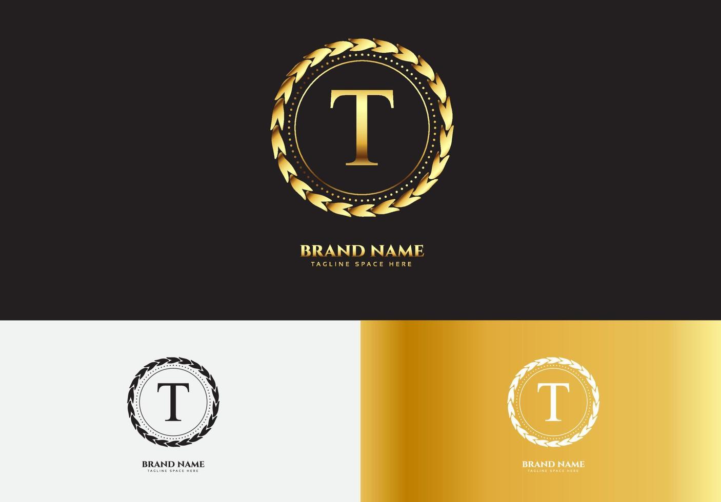 Letter T gold luxury logo concept vector