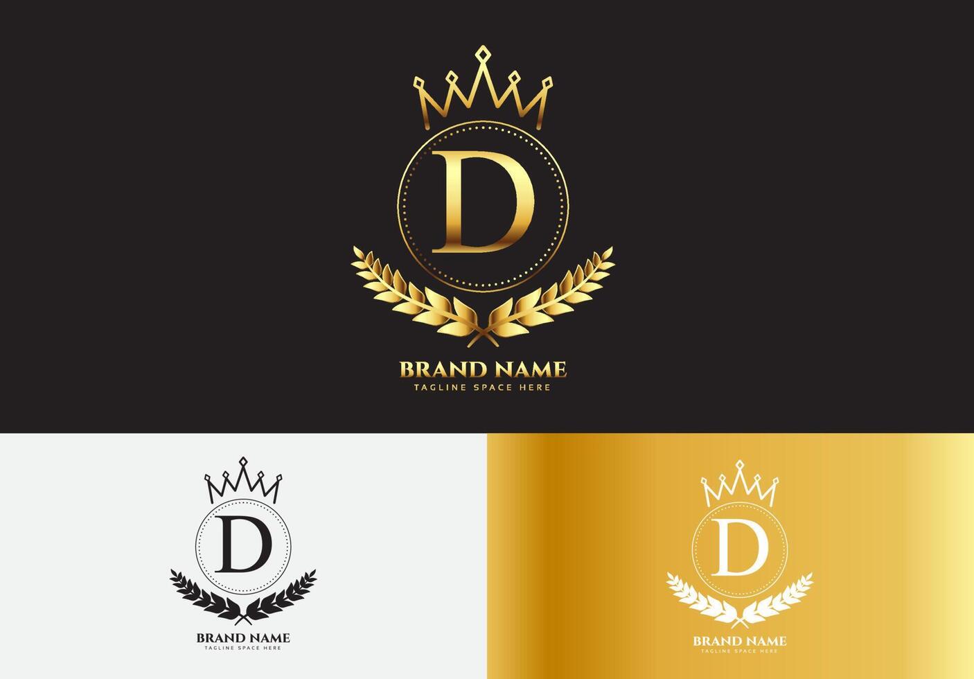 Letter D gold luxury crown logo concept vector
