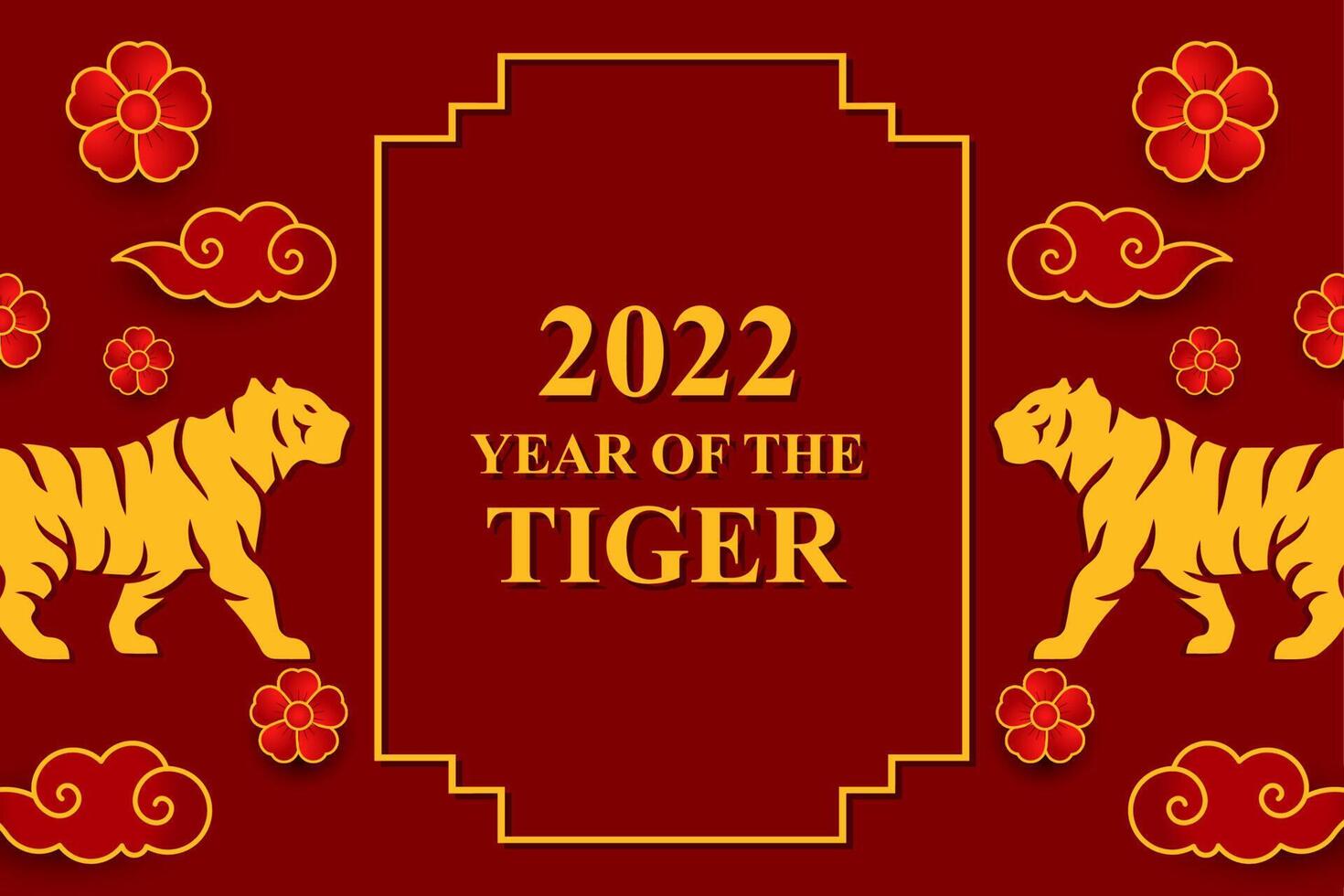 chinese new year 2022. the year of the tiger vector