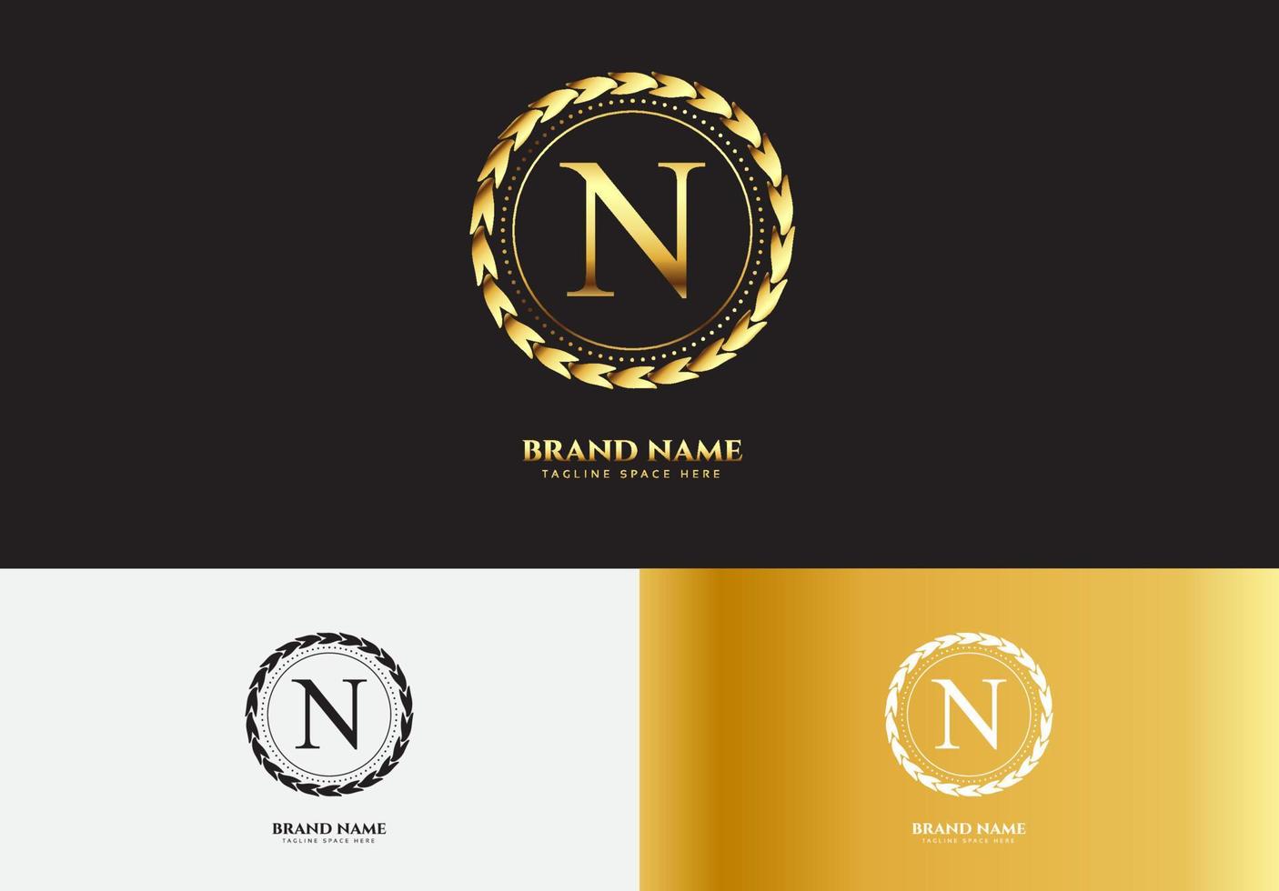 concepto de logotipo de lujo de oro letra n vector