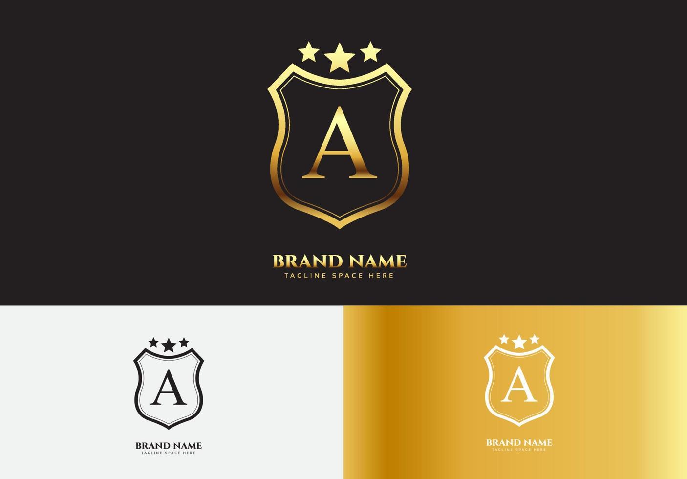 Letter A gold luxury star logo concept vector