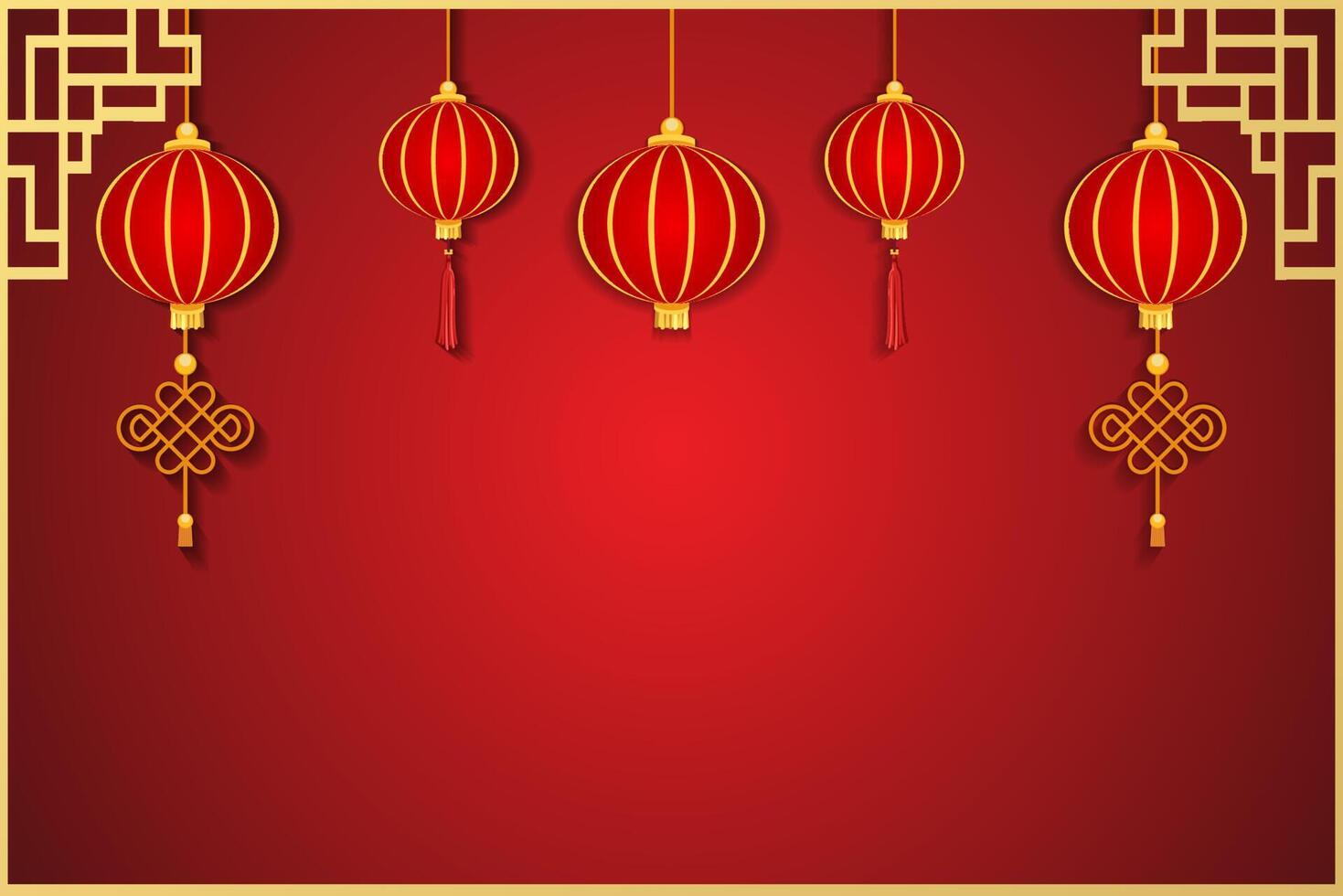 luxury chinese lantern background template vector