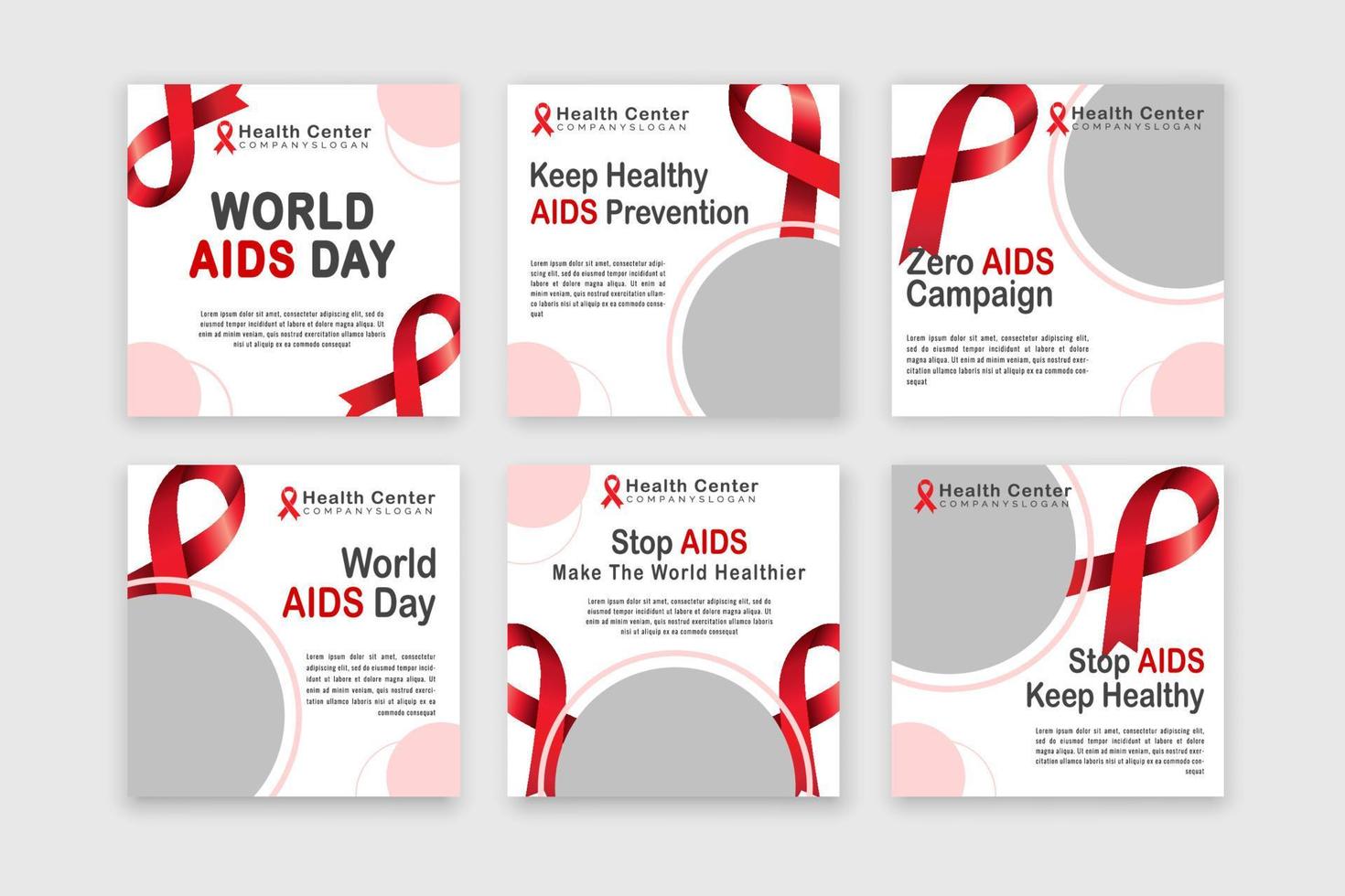 hiv aids awareness social media post template design 4649794 Vector Art