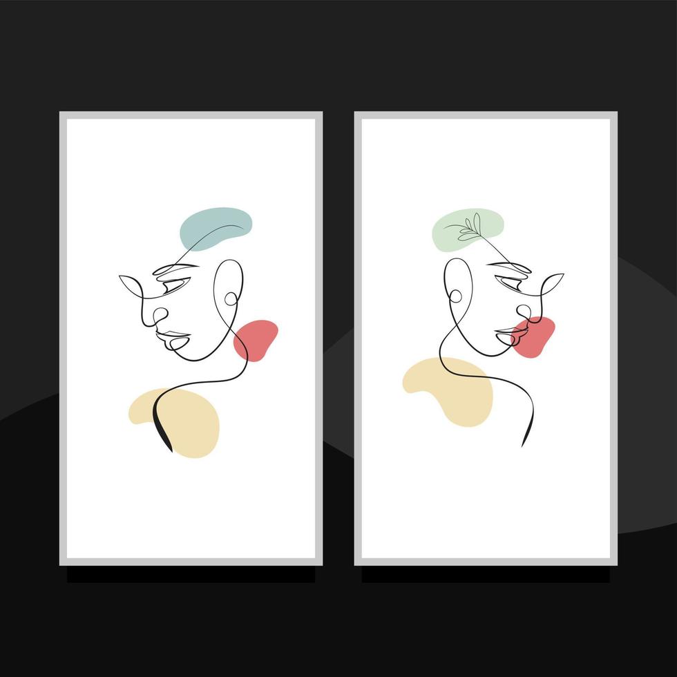 illustration vector graphic of abstract line human face  logo designs collections