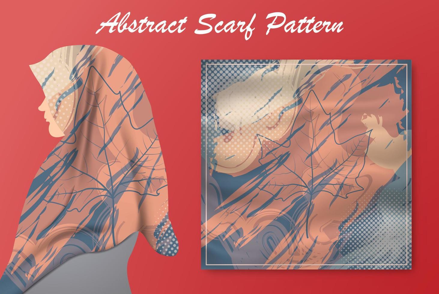 Abstract scarf pattern design for hijab fashion. Hijab scarf with splash brush ink and leaves for Printing Production vector