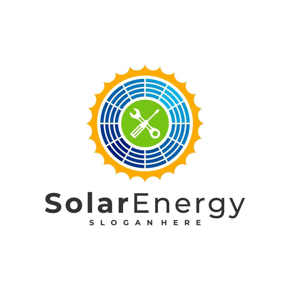 Mechanic Solar logo vector template, Creative Solar panel energy logo design concepts