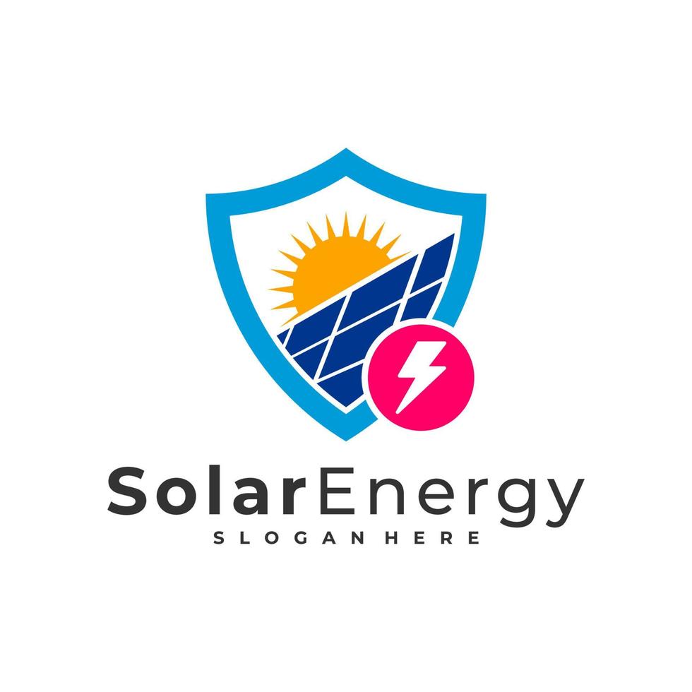 Plantilla de vector de logotipo de energía solar, conceptos de diseño de logotipo de energía de panel solar creativo