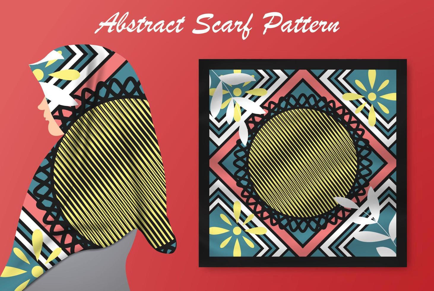diseño de patrón de bufanda abstracta para la moda hijab. bufanda hijab con tinta de pincel y hojas para la producción de impresión vector