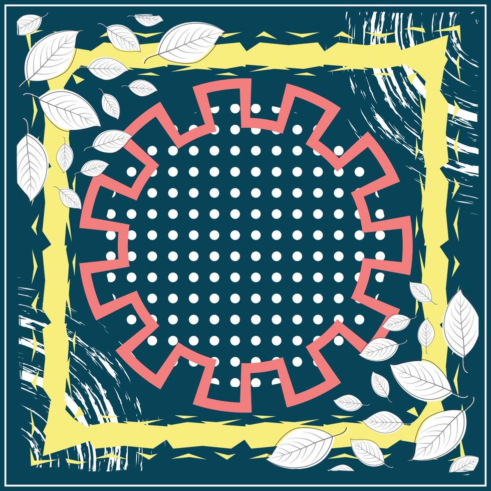 Abstract scarf pattern design for hijab fashion. Hijab scarf with splash brush ink and leaves for Printing Productio vector