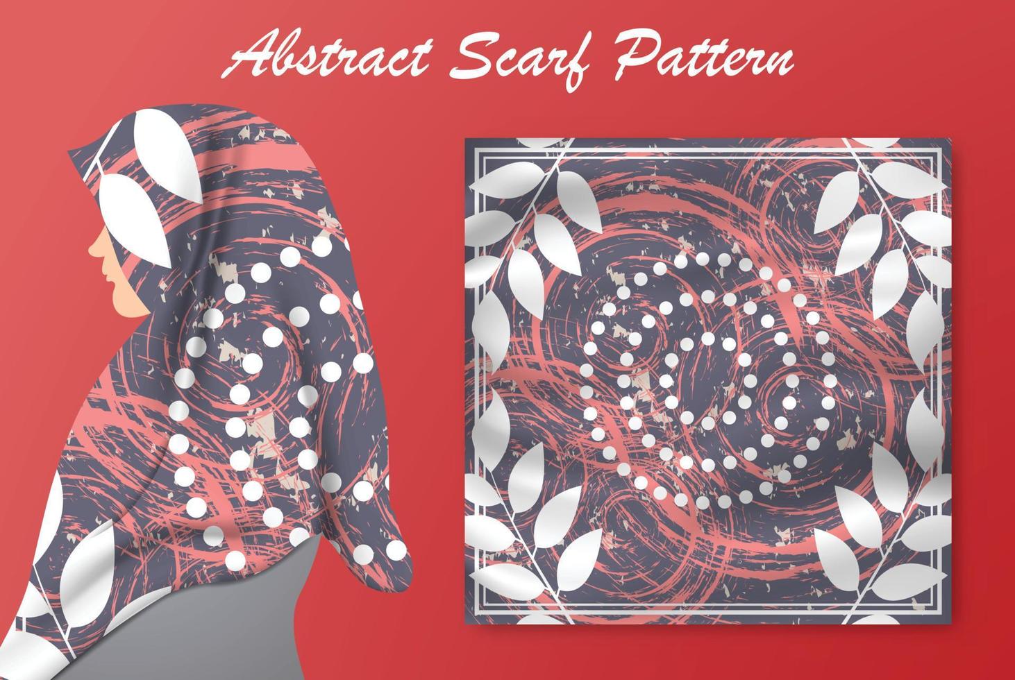 Abstract scarf pattern design for hijab fashion. Hijab scarf with splash brush ink and leaves for Printing Production vector