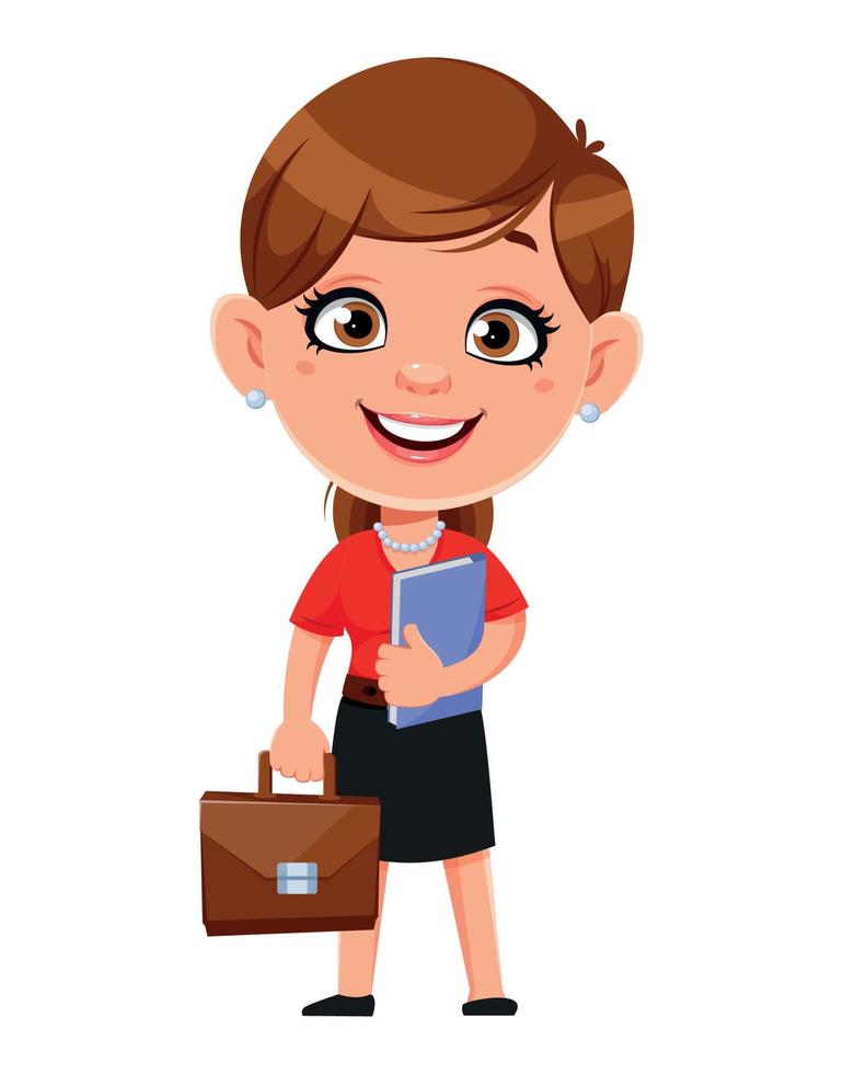 Cheerful businesswoman cartoon character vector