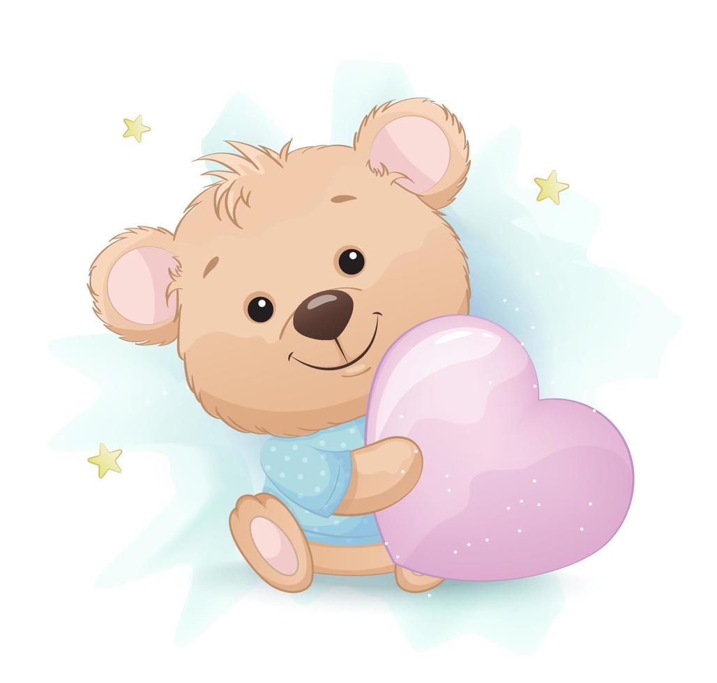 Cute little bear cartoon character vector