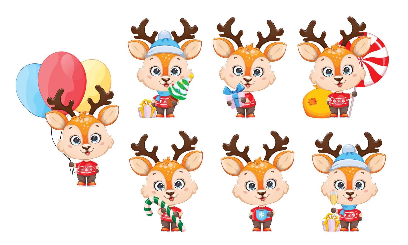 Cute baby deer. Cheerful little reindeer vector