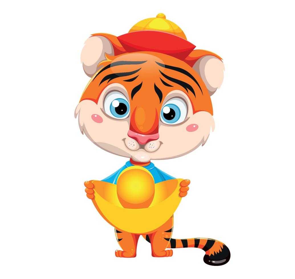 Chinese New Year. Cute cartoon character tiger vector